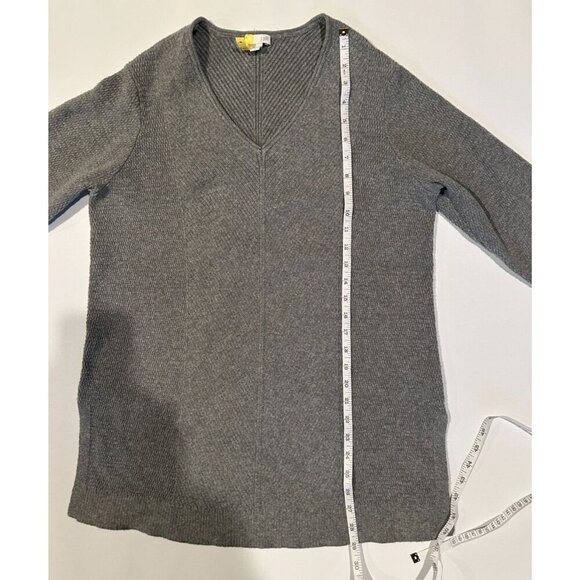 J. Jill Women’s Gray Textured Knit V-Neck Sweater Tunic Size M Cotton Blend - Picture 6 of 9